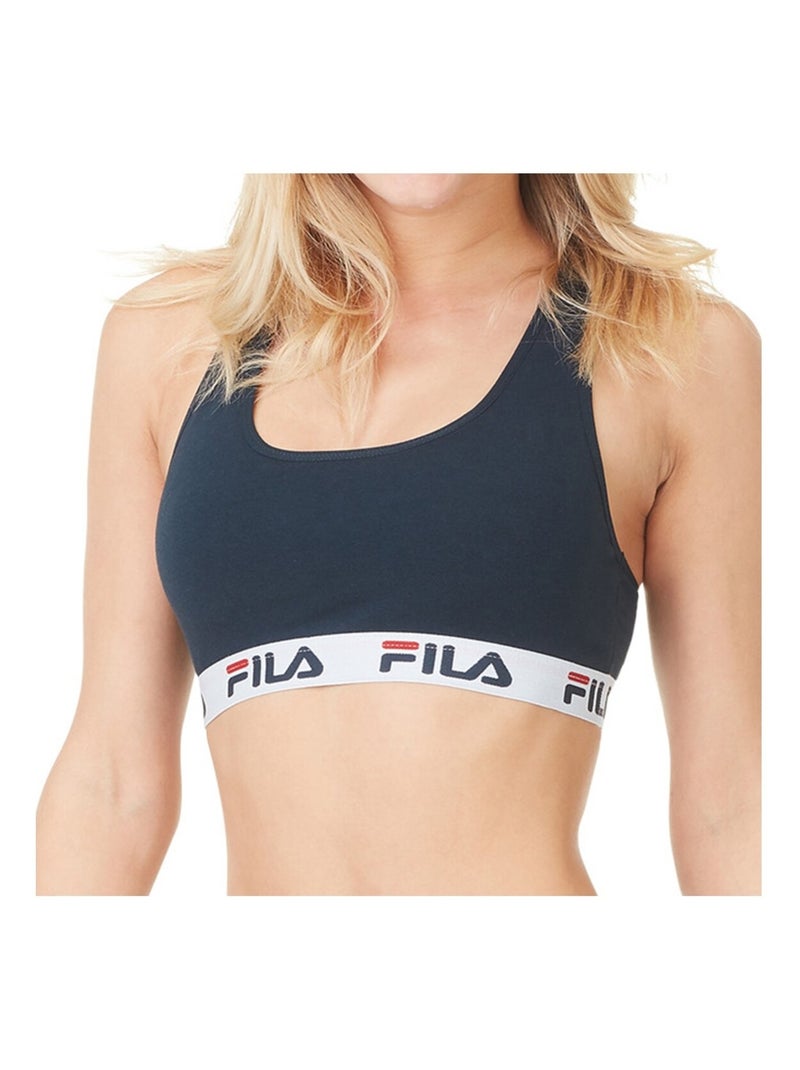 Lot de 3 Brassières coton femme Uni Fila Noir Bleu - Kiabi
