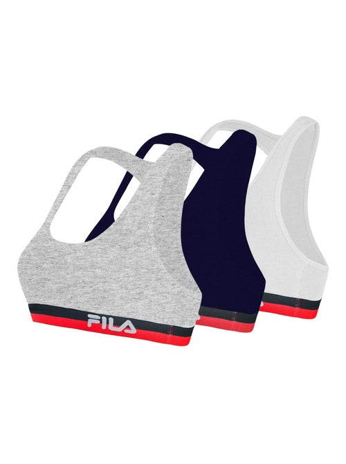 Lot de 3 Brassières coton Fila FU6048 Gris, Navy et Blanc Fila - Kiabi