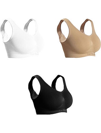 Lot de 3 brassières femme en polyamide unie modèle actif pierre cardin