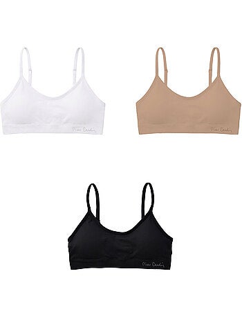 Lot de 3 brassières femme en polyamide unie modèle fitness pierre cardin