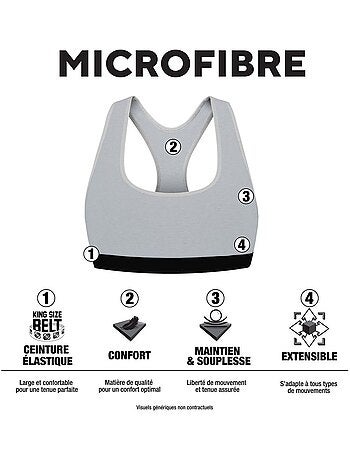 Lot de 3 brassières femme en polyamide unie modèle fitness pierre cardin