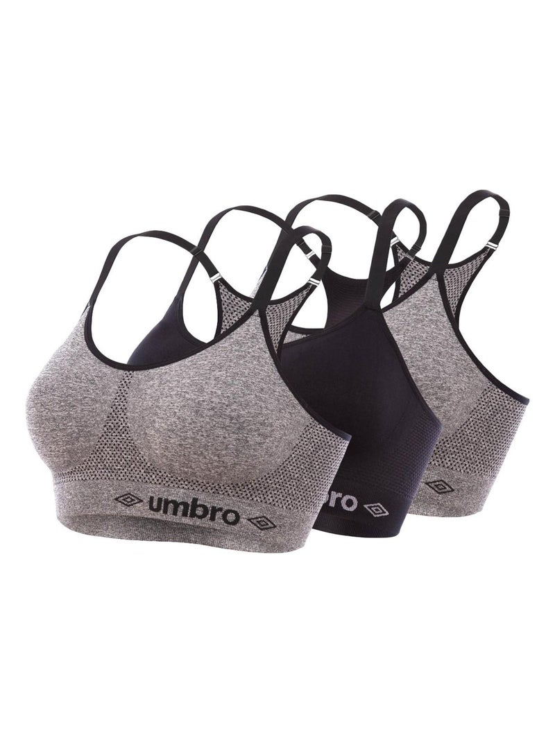 Lot de 3 Brassières femme sans couture Umbro Gris - Kiabi