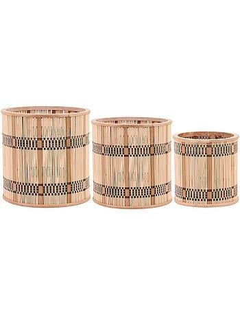 Lot de 3 cache-pots en bambou rayé