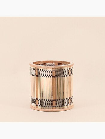 Lot de 3 cache-pots en bambou rayé