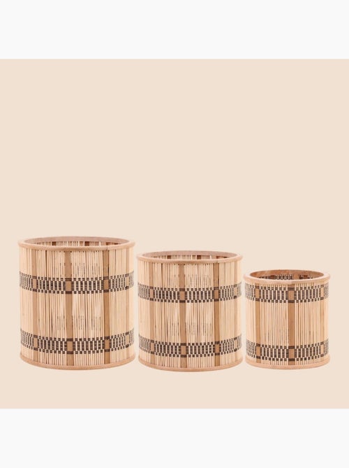Lot de 3 cache-pots en bambou rayé - Kiabi Lot de 3 cache-pots en bambou rayé - Kiabi