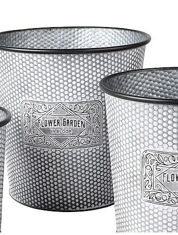 Lot de 3 cache pots seau métal Bloom
