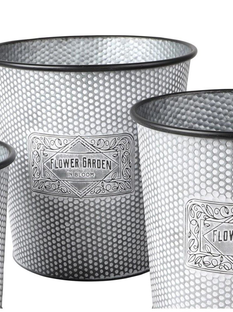 Lot de 3 cache pots seau métal Bloom Gris - Kiabi