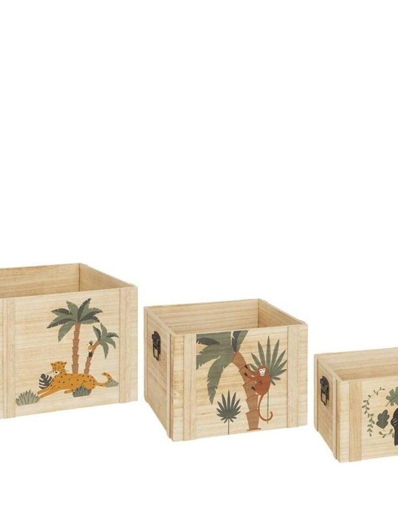 Lot de 3 cagettes bois Jungle Beige - Kiabi