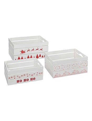 Lot de 3 cagettes de Noël en bois