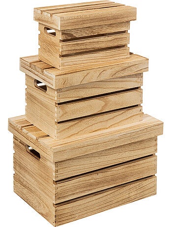 Lot de 3 cagettes de rangement en bois cagette