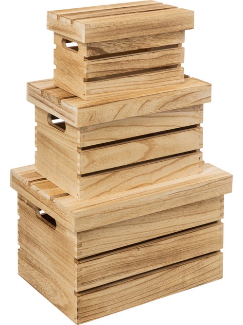 Lot de 3 cagettes de rangement en bois cagette - Kiabi
