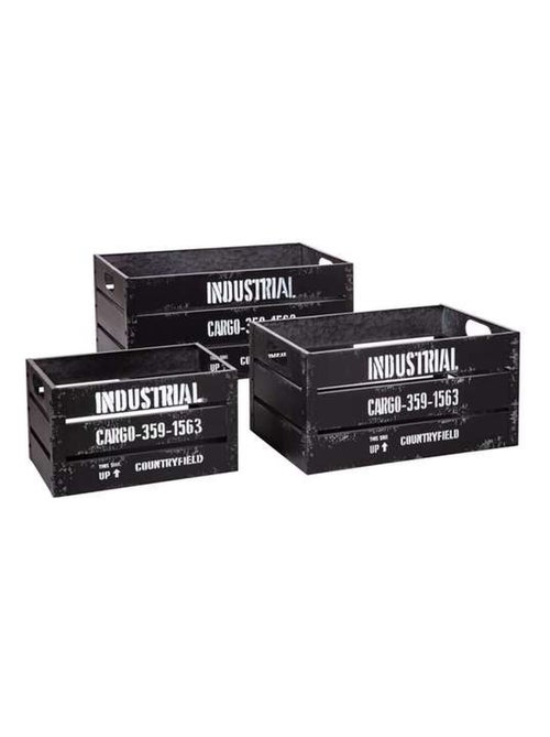 Lot de 3 cagettes de rangement encastrables en métal - Noir - Kiabi