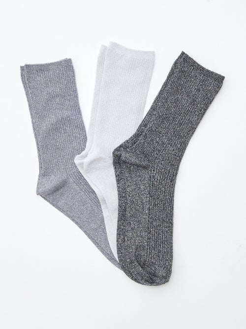 Lot de 3 chaussettes à pailettes en coton - Kiabi