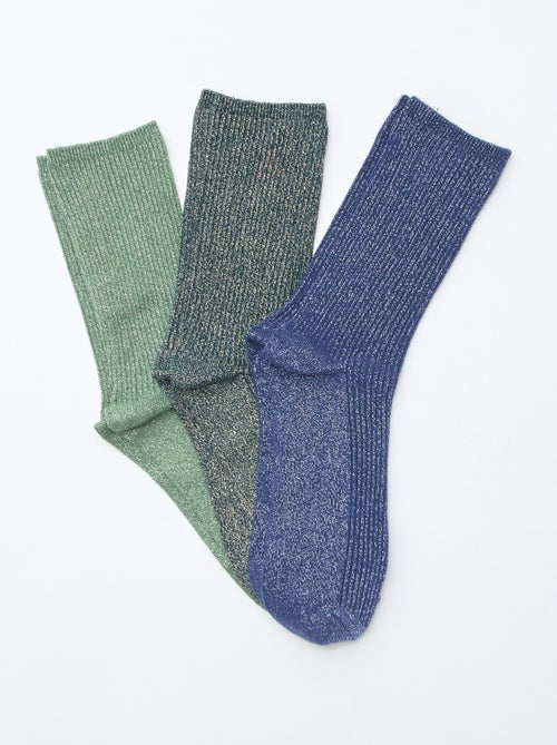 Lot de 3 chaussettes à pailettes en coton - Kiabi