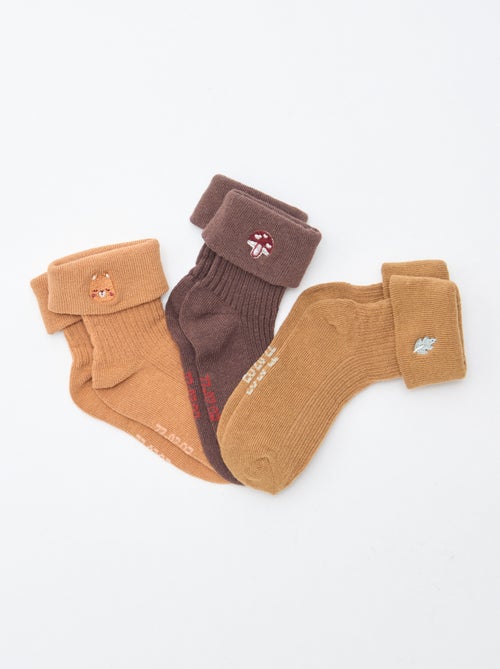 Lot de 3 chaussettes avec détail brodé - Kiabi