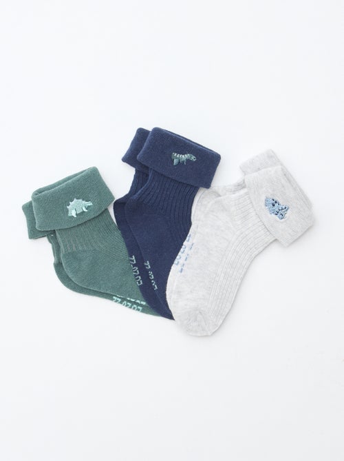 Lot de 3 chaussettes avec détail brodé - Kiabi