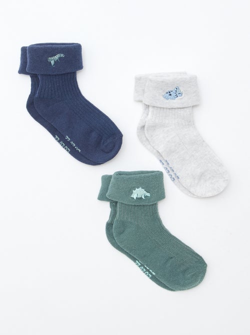 Lot de 3 chaussettes avec détail brodé - Kiabi