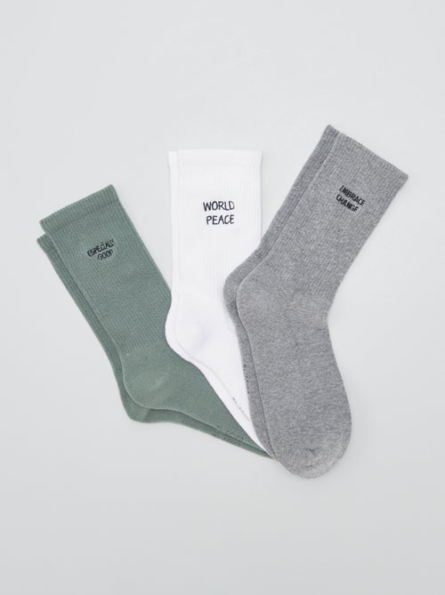 Lot de 3 chaussettes avec message - Kiabi