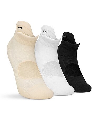 Lot de 3 chaussettes basses yoga antidérapantes fitness homme et femme scale