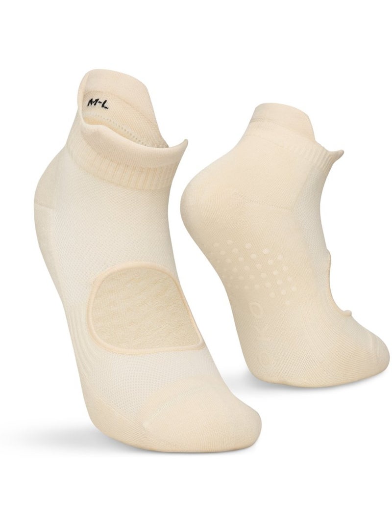 Lot de 3 chaussettes basses yoga antidérapantes fitness homme et femme scale Beige - Kiabi