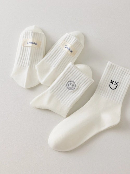 Lot de 3 Chaussettes Blanches Smiley - Kiabi