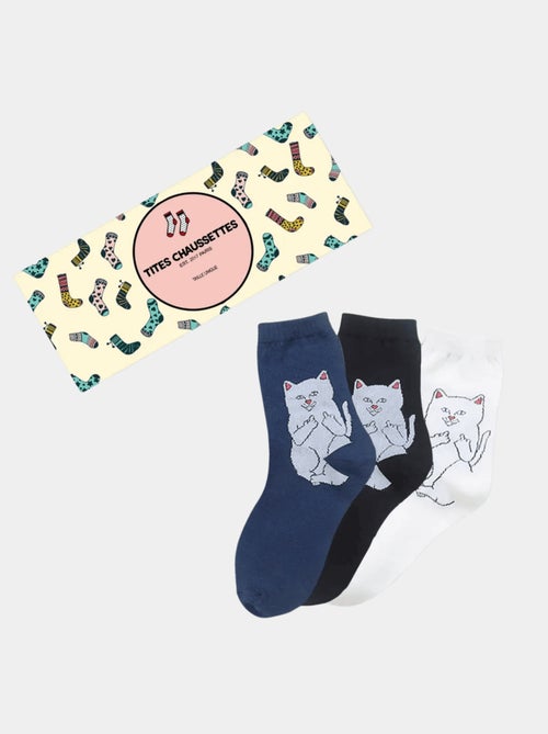 Lot de 3 Chaussettes Chat Rebelle - Kiabi