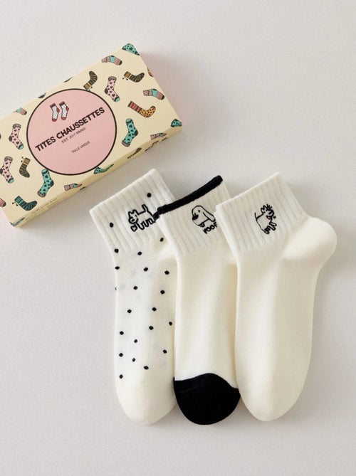 Lot de 3 Chaussettes Chien Noir & Blanc - Kiabi