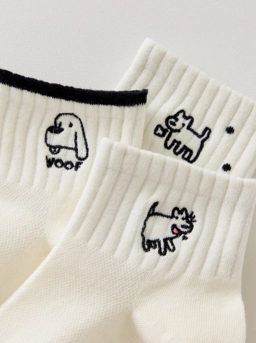 Lot de 3 Chaussettes Chien Noir & Blanc - Kiabi