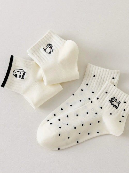 Lot de 3 Chaussettes Chien Noir & Blanc - Kiabi