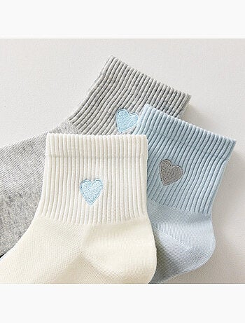 Lot de 3 Chaussettes Coeur Bleu