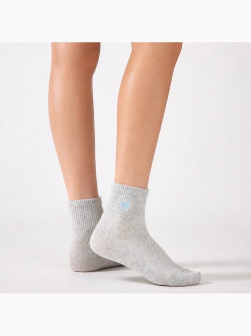 Lot de 3 Chaussettes Coeur Bleu - Kiabi