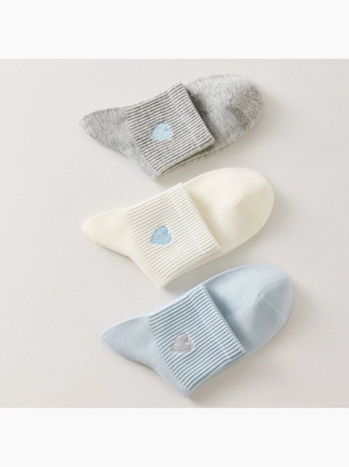 Lot de 3 Chaussettes Coeur Bleu - Kiabi