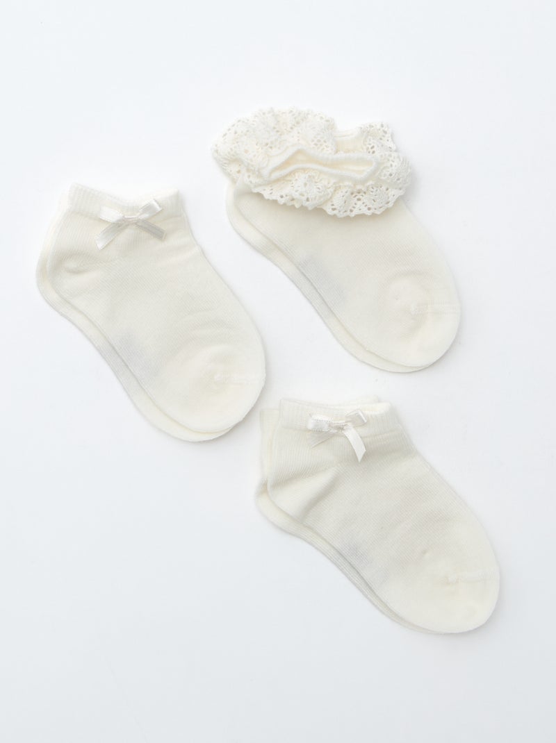 Lot de 3 chaussettes de cérémonie Blanc - Kiabi