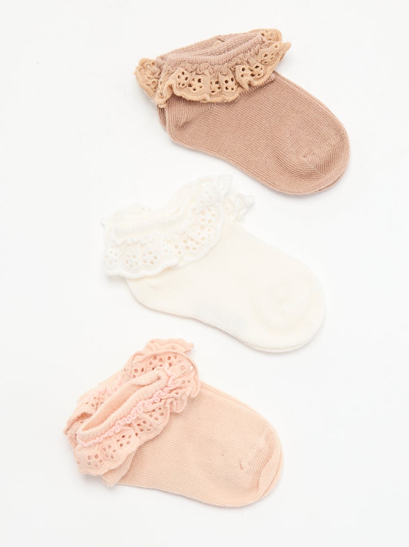 Lot de 3 chaussettes de cérémonie Rose - Kiabi