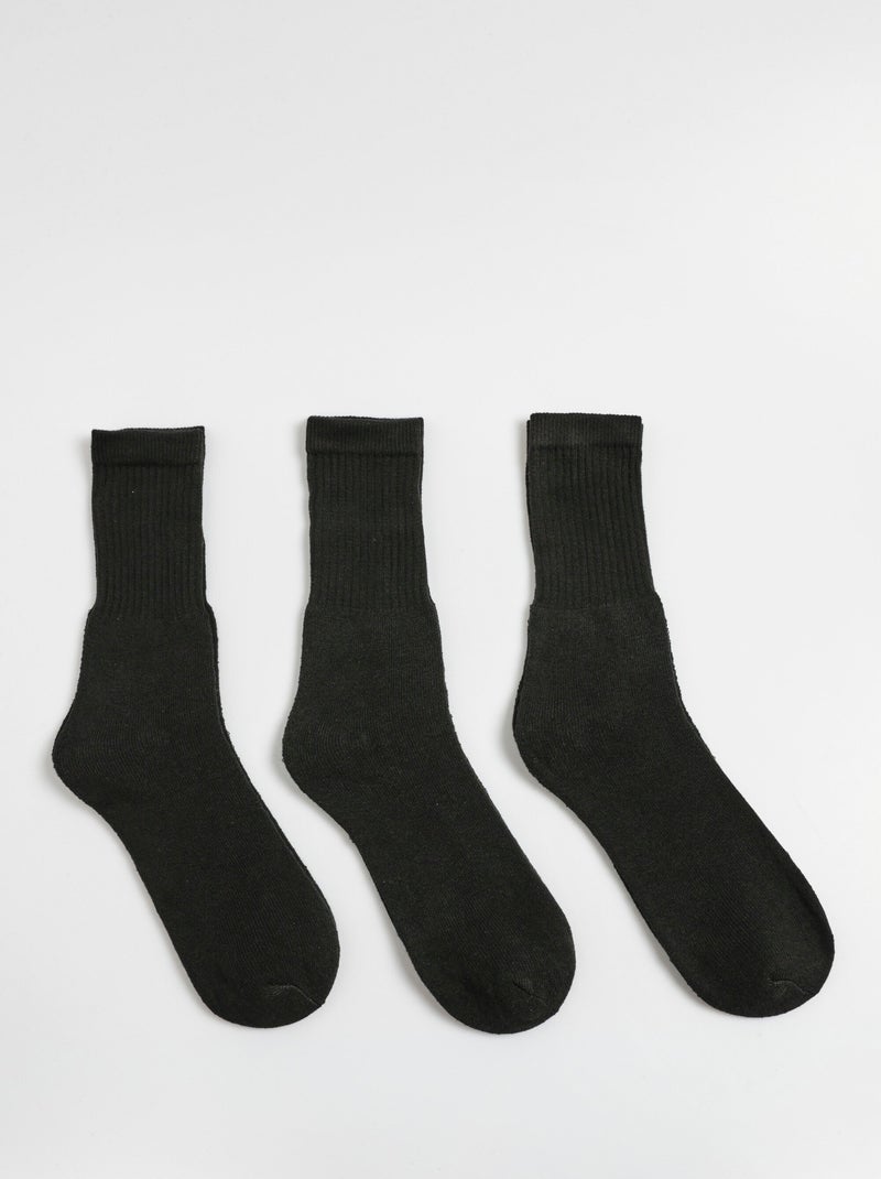 Lot de 3 Chaussettes de sport à côtes - AFIBEL Noir - Kiabi