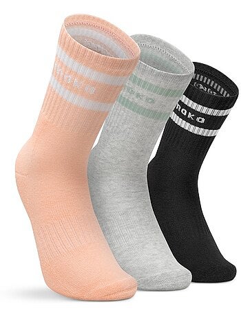 Lot de 3 chaussettes de sport mi-mollet fitness homme et femme sidekick
