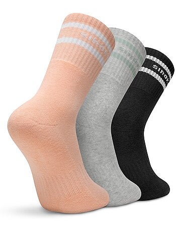 Lot de 3 chaussettes de sport mi-mollet fitness homme et femme sidekick