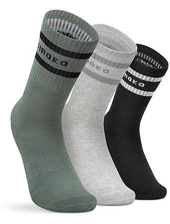 Lot de 3 chaussettes de sport mi-mollet fitness homme et femme sidekick slate