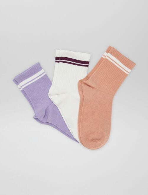 Lot de 3 chaussettes fantaisies de type sport - Kiabi