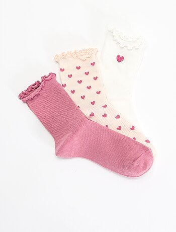 Lot de 3 chaussettes fantaisies imprimé coeur