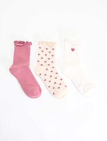 Lot de 3 chaussettes fantaisies imprimé coeur