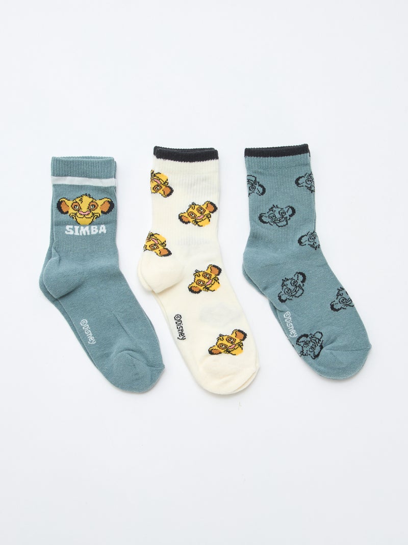 Lot de 3 chaussettes fantaisies 'Simba' Vert - Kiabi