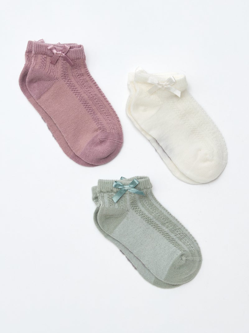Lot de 3 chaussettes fantaisies Vert/violet/blanc - Kiabi