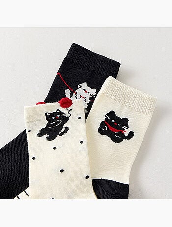 Lot de 3 Chaussettes Hautes Chat & Ballon