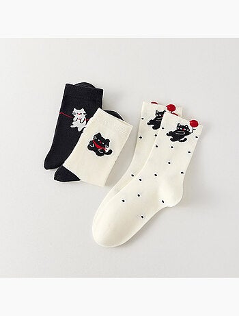 Lot de 3 Chaussettes Hautes Chat & Ballon