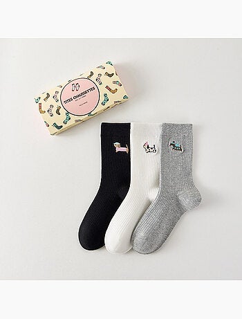 Lot de 3 Chaussettes Hautes Chien Saucisse