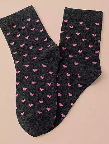 Lot de 3 Chaussettes Hautes Coeur Léopard & Lurex