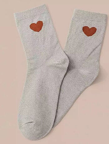 Lot de 3 Chaussettes Hautes Coeur Léopard & Lurex