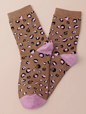 Lot de 3 Chaussettes Hautes Coeur Léopard & Rayures