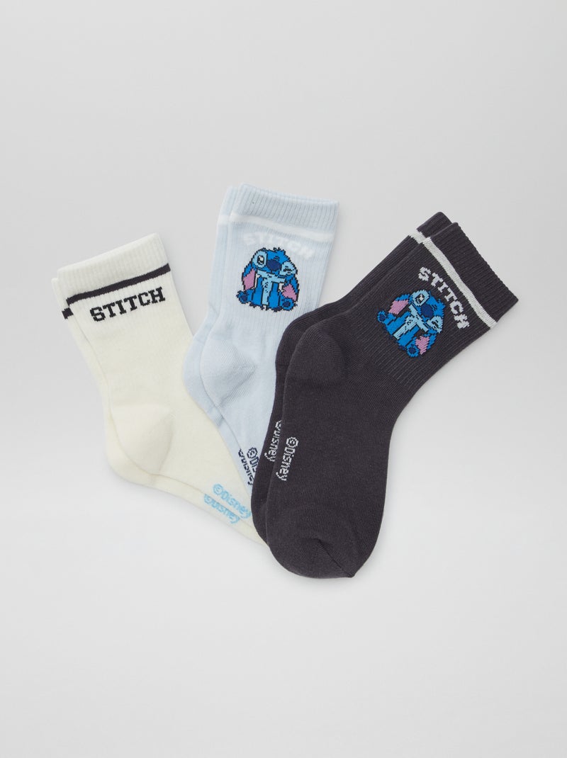 Lot de 3 chaussettes hautes 'Stitch' Bleu - Kiabi